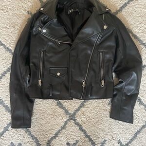 Zara Black Faux Leather Jacket